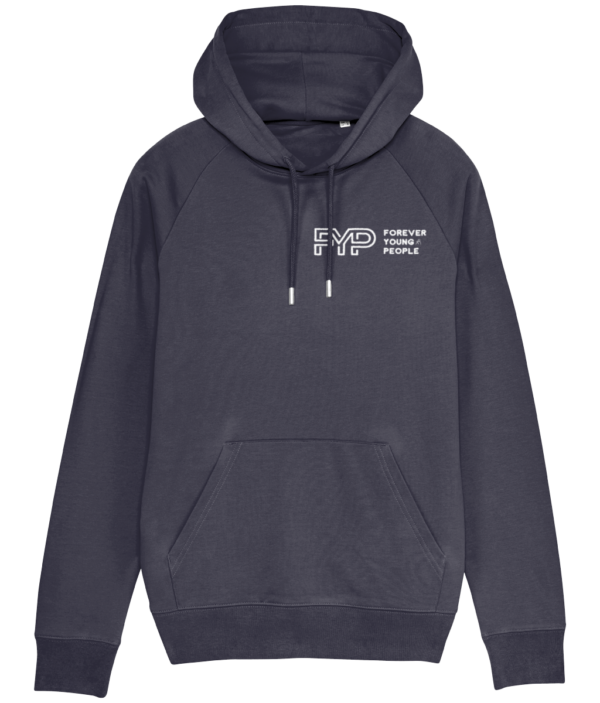 Forever Young People Hoodie white logo in french navy