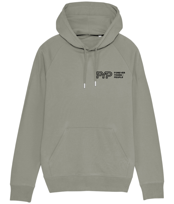 Forever Young People Hoodie black logo in light khaki