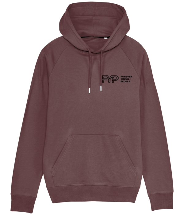 Forever Young People Hoodie black logo in burgundy