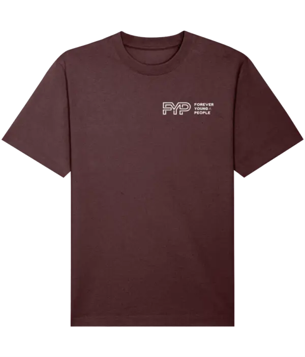 Forever Young People burgundy Relaxed Tee with White Logo