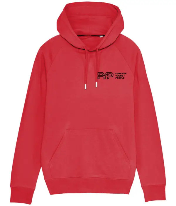 Forever Young People Hoodie black logo in red