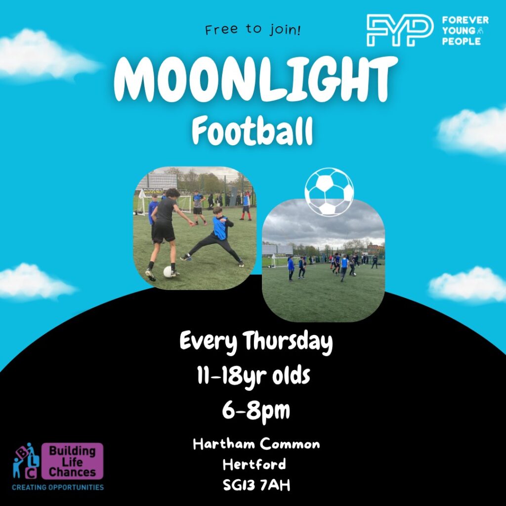 Moonlight Football on Hartham Common for Forever Young People's HAPpy Camp